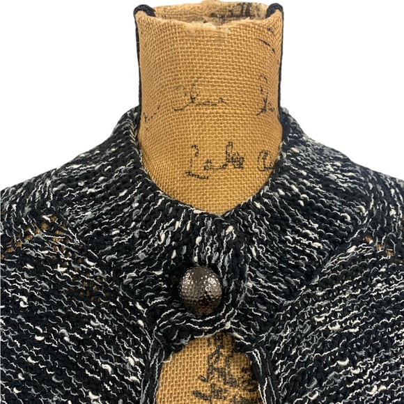 BCBGMAXAZRIA Black White Heather Single Button Heavyweight Cardigan Sweater - Picture 2 of 11